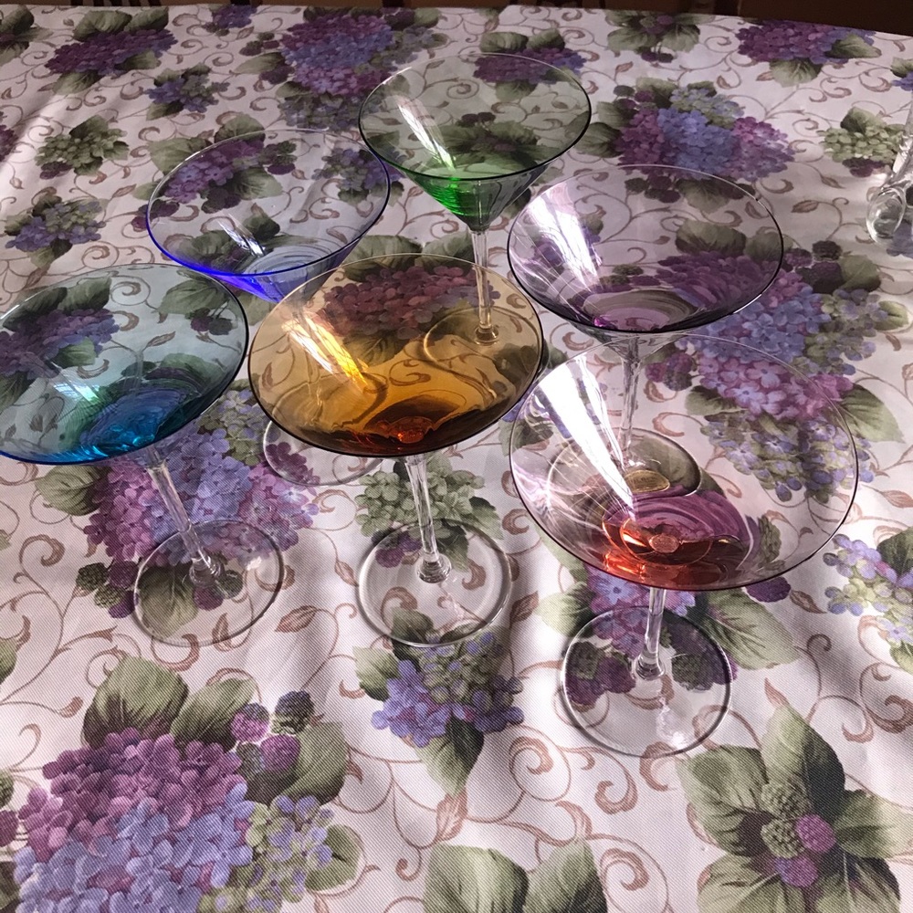 SOLD—-SIX HAND BLOWN MARTINI GLASSES - Picture 2 of 8